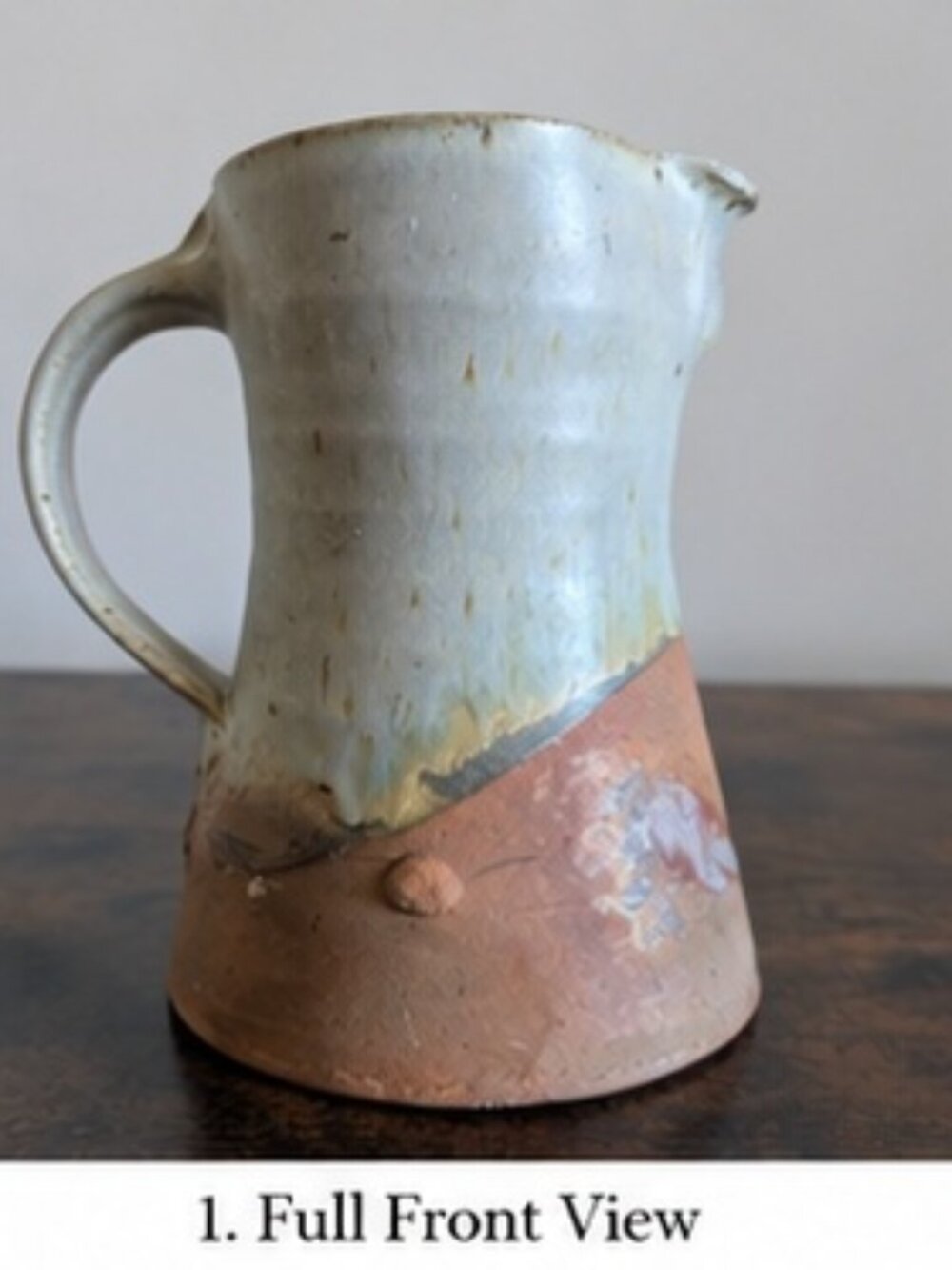 Vintage Handmade Studio Pottery Pitcher Signed Ceramic Jug Rustic Stoneware Vase